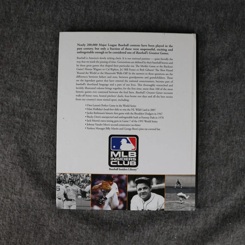 Baseball's Greatest Games Eric Enders MLB Insiders Club HC Baseball History 2010